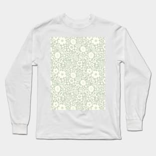 swedish kurbits Scandinavian folkart dala horse traditional vintage rosemaling sage green Long Sleeve T-Shirt